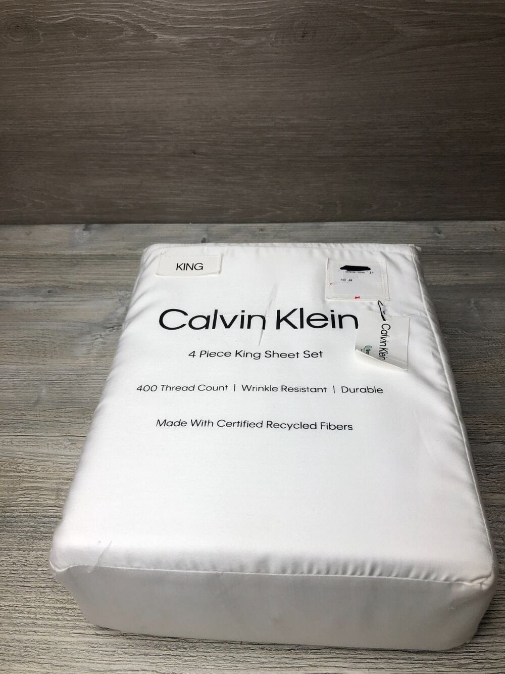 Calvin Klein 400 TC White King Sheet Set Tencel Lyocell Fibers - 4 Piece Bedroom